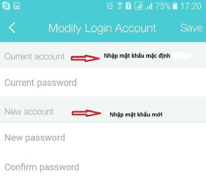 Thay đổi mật khẩu trên App TP Mifi